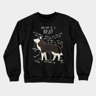 Black and White Siberian Husky Dog Anatomy Crewneck Sweatshirt